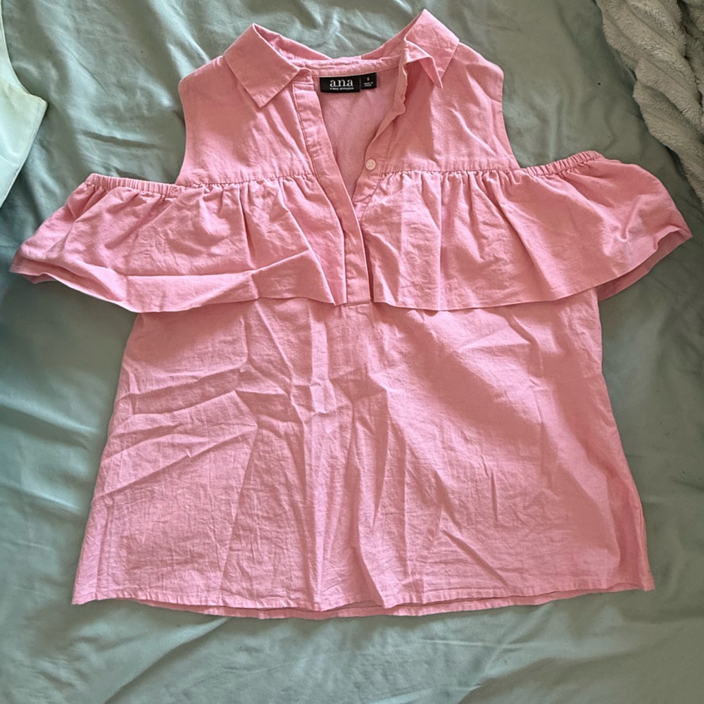 Pink ruffle button up